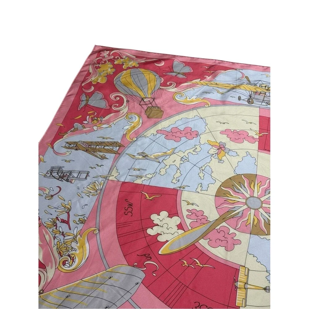 Vintage Projectif Silk Scarf Commemorative CFM Power of Flight Aviation History